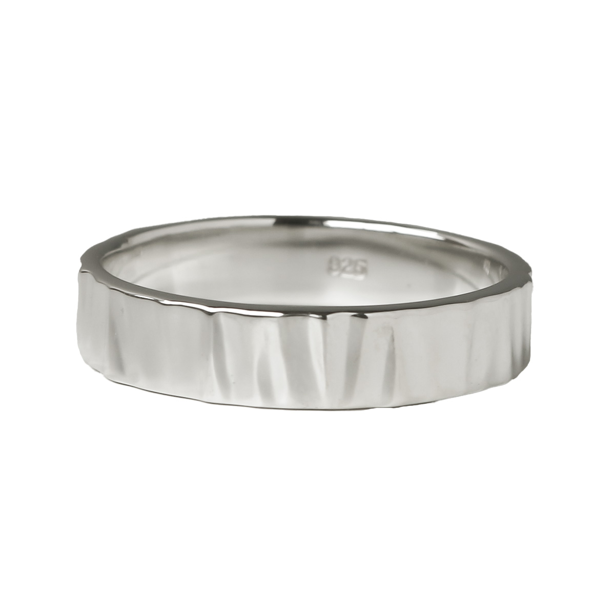 リング メンズ シルバー 槌目 鎚目 平打ち 鎚目模様 シンプル