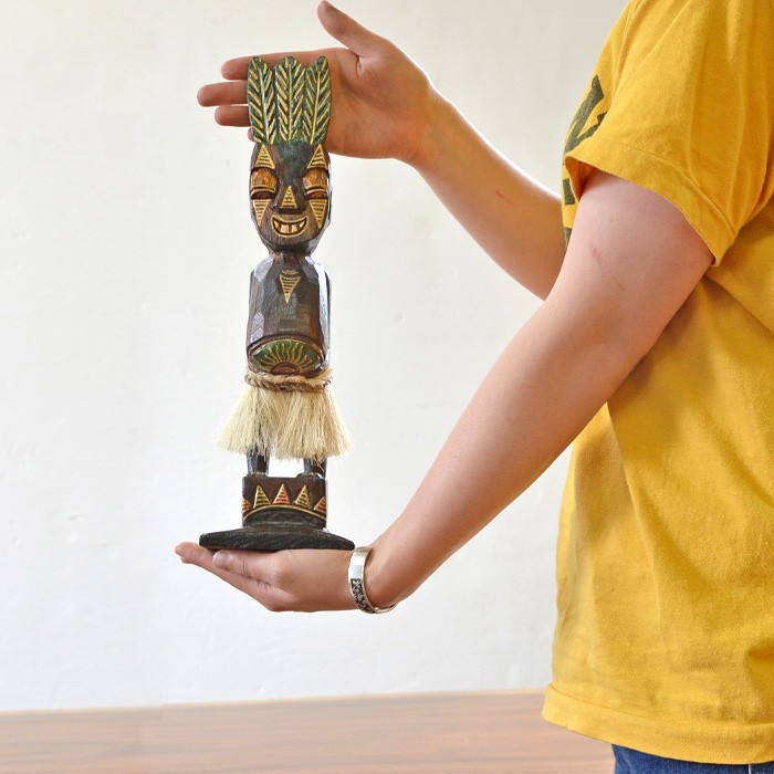 バリ島 木彫り 人形 2体セット《プリミティブ人形》H34cm エスニック