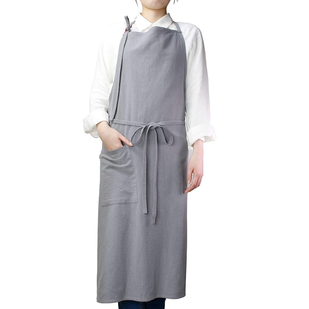 エプロン 送料無料 大きめエプロン 男女兼用 リネン混 綿 男性用 女性