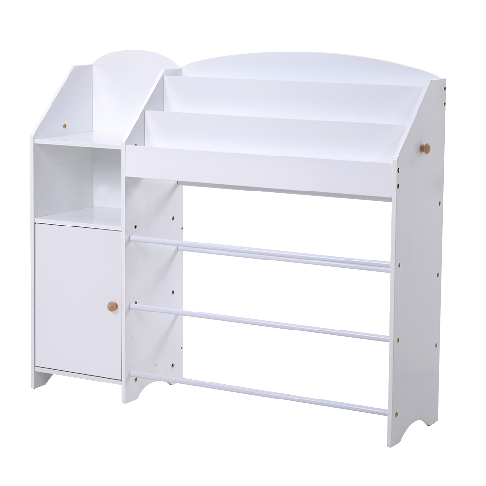 BTM 絵本棚 大容量 木製 おもちゃ収納棚 幅114cm 収納ラック 引出し