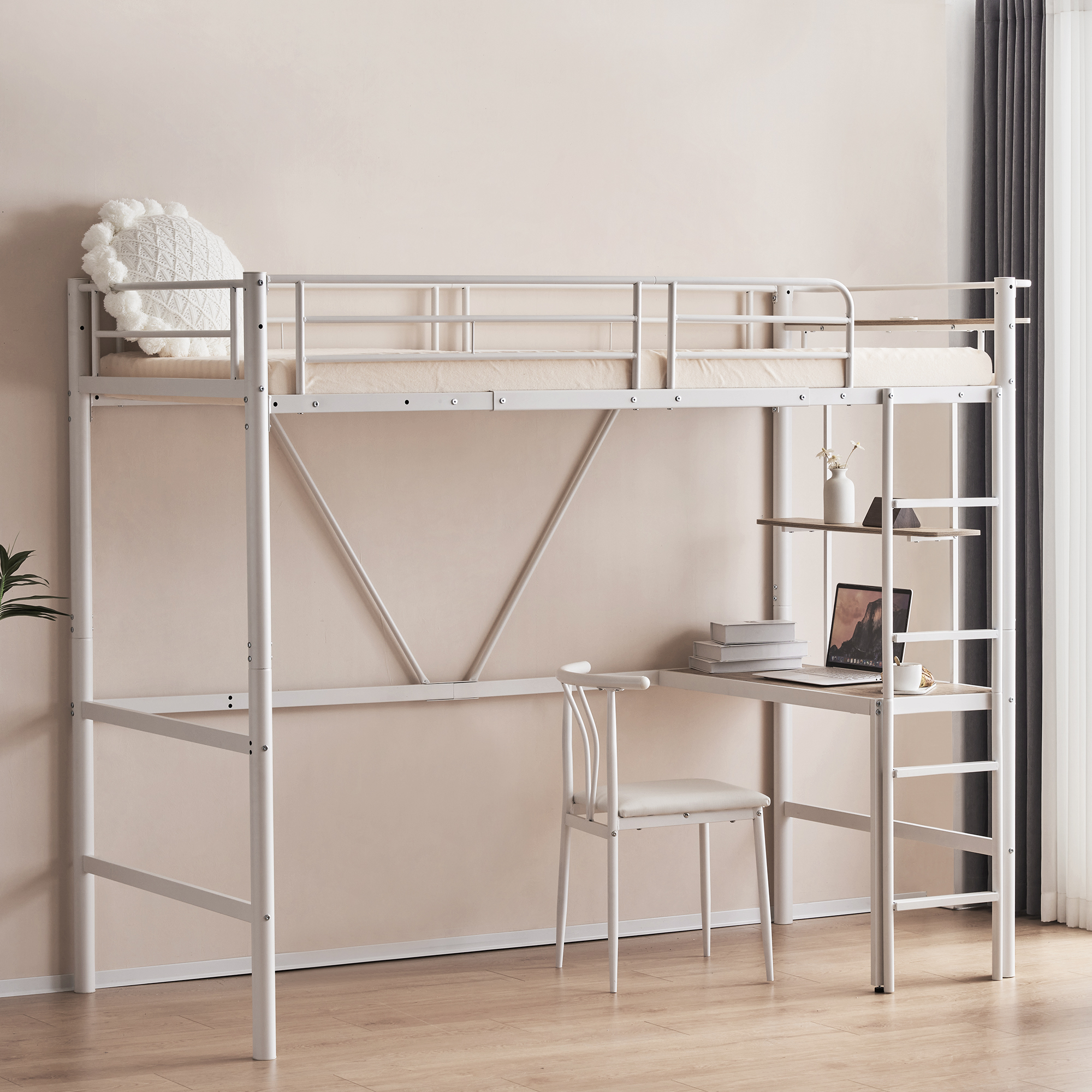 BTM ロフトベッド シングル デスク 棚 コンセント付き 収納 システム