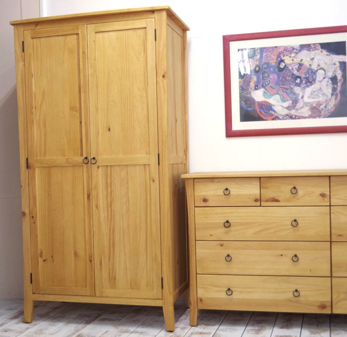 カントリーワードローブ パイン総無垢材 巾100cm洋服掛け 洋服吊り