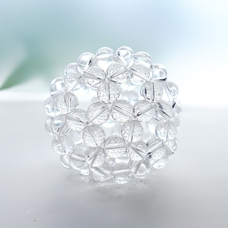 天然石 神聖幾何学 フラーレン 水晶 高品質 AAA 8mm バッキーボール 高