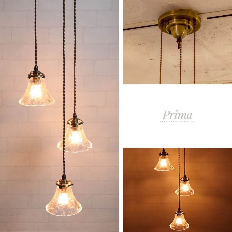 エミールガレ 3灯 吊りライト 花柄ガラスシェードの吊り下げ照明