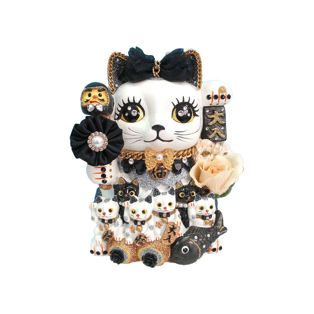 招き猫 置物 貯金箱 プリンセスキャット 特大 C406 DecoBaboo キラキラ