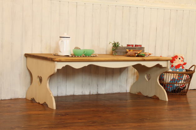 カントリー家具 ローテーブル NC・ハートローテーブル・L・棚板