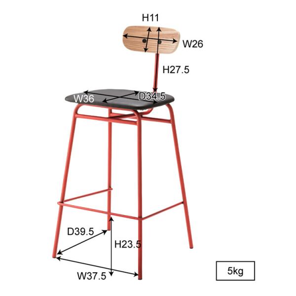 東谷 ハイチェアー 1脚 カウンターチェア おしゃれ スチール カフェ