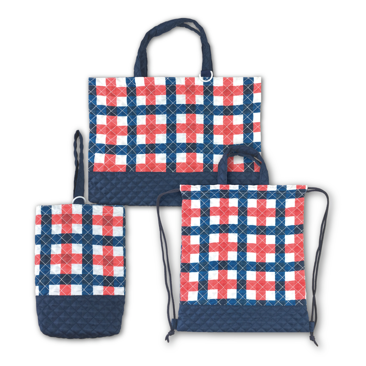 レッスンバッグセット チェック柄 3点セット ナップサック シューズ