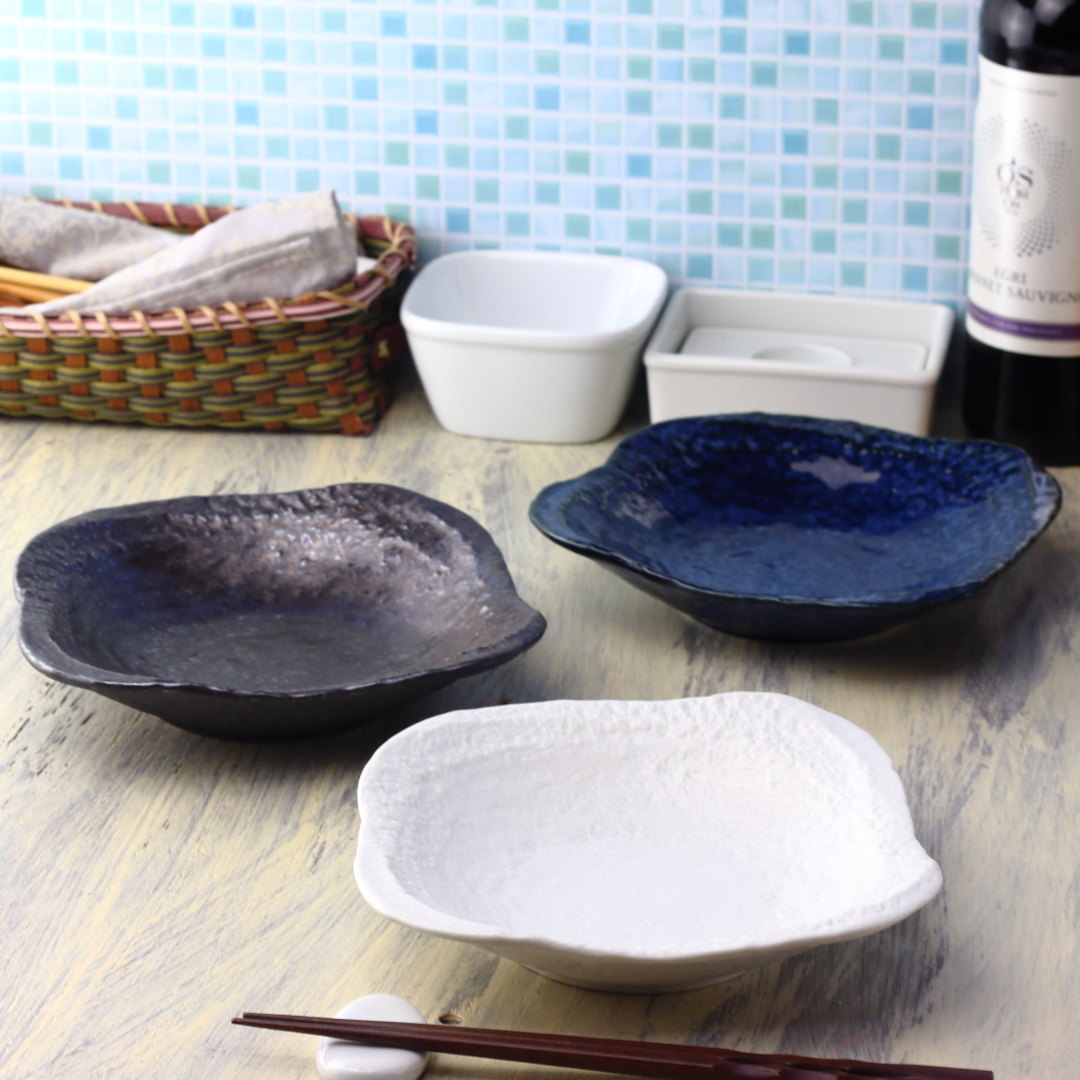 美濃焼和のなで角皿 19cm 日本製 美濃焼 プレート 正角皿 スクエア