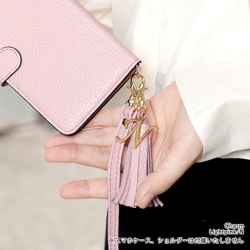 ストラップ 本革 イタリアンレザー タッセル チャーム イニシャル 名