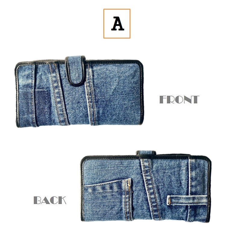 デニム 長財布 ロングウォレット C 財布 リメイク ジーンズ 一点物