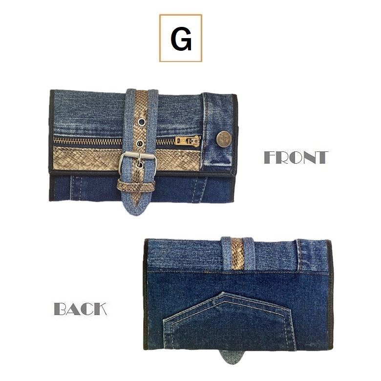 デニム 長財布 ロングウォレット ベルト−A 財布 リメイク ジーンズ
