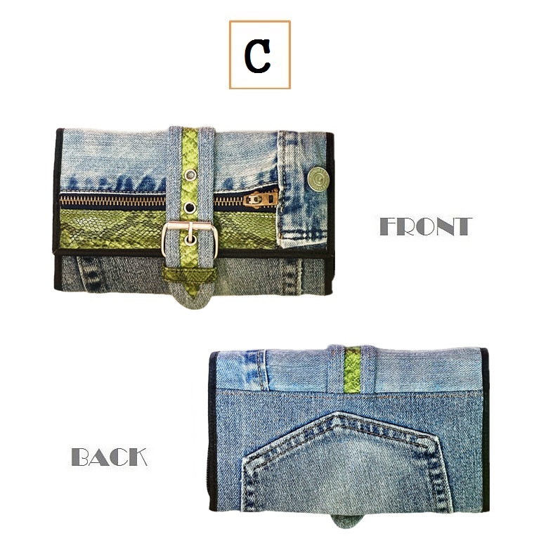 デニム 長財布 ロングウォレット ベルト−A 財布 リメイク ジーンズ