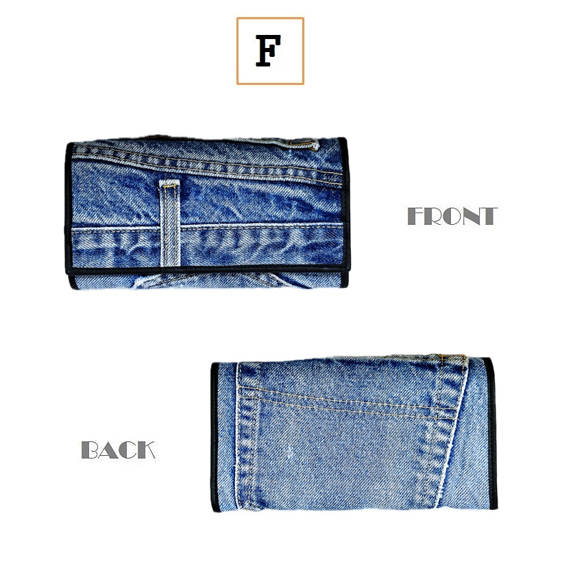 デニム 長財布 ロングウォレット B 財布 リメイク ジーンズ 一点物