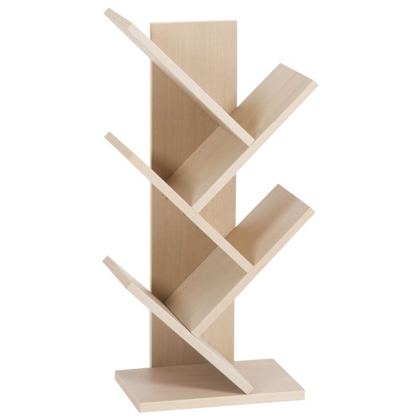 ブックシェルフ 5段 本棚 ブックスタンド ツリー型 高さ74cm 木製 斜め