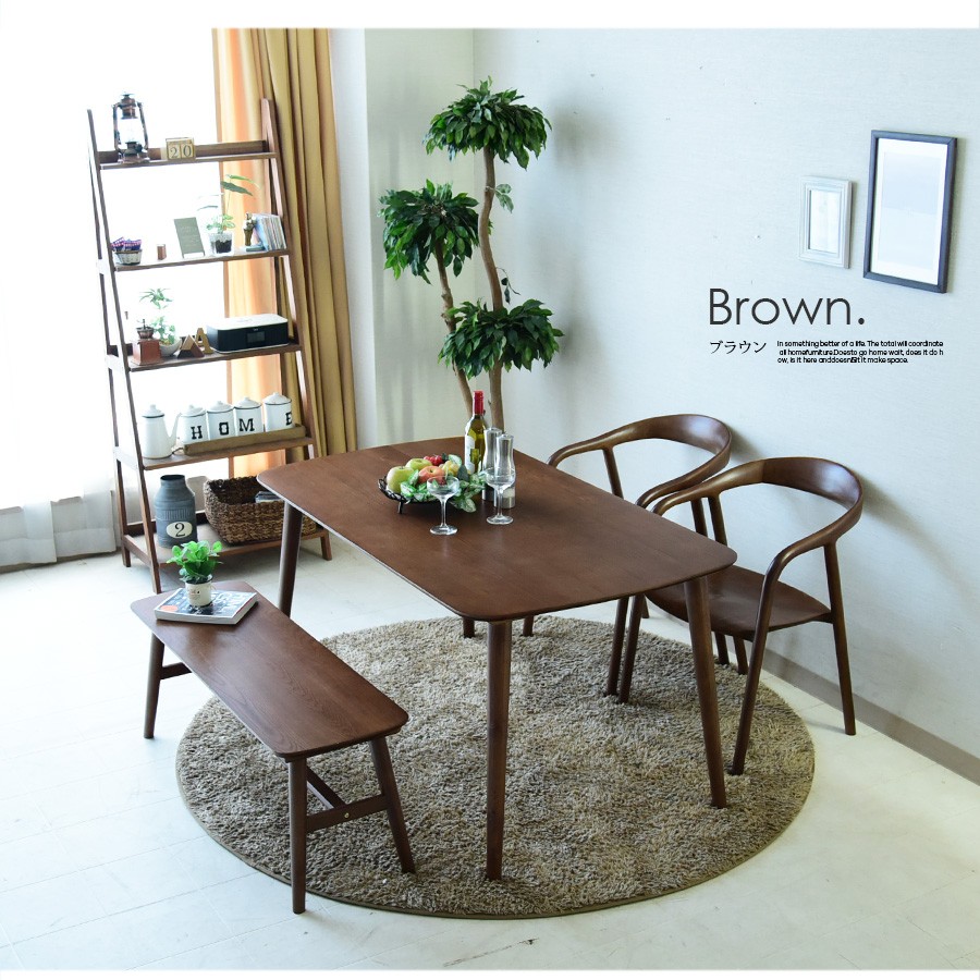 Cスタイル ダイニングテーブルセット ベンチ 4人用 4点セット 幅140 4