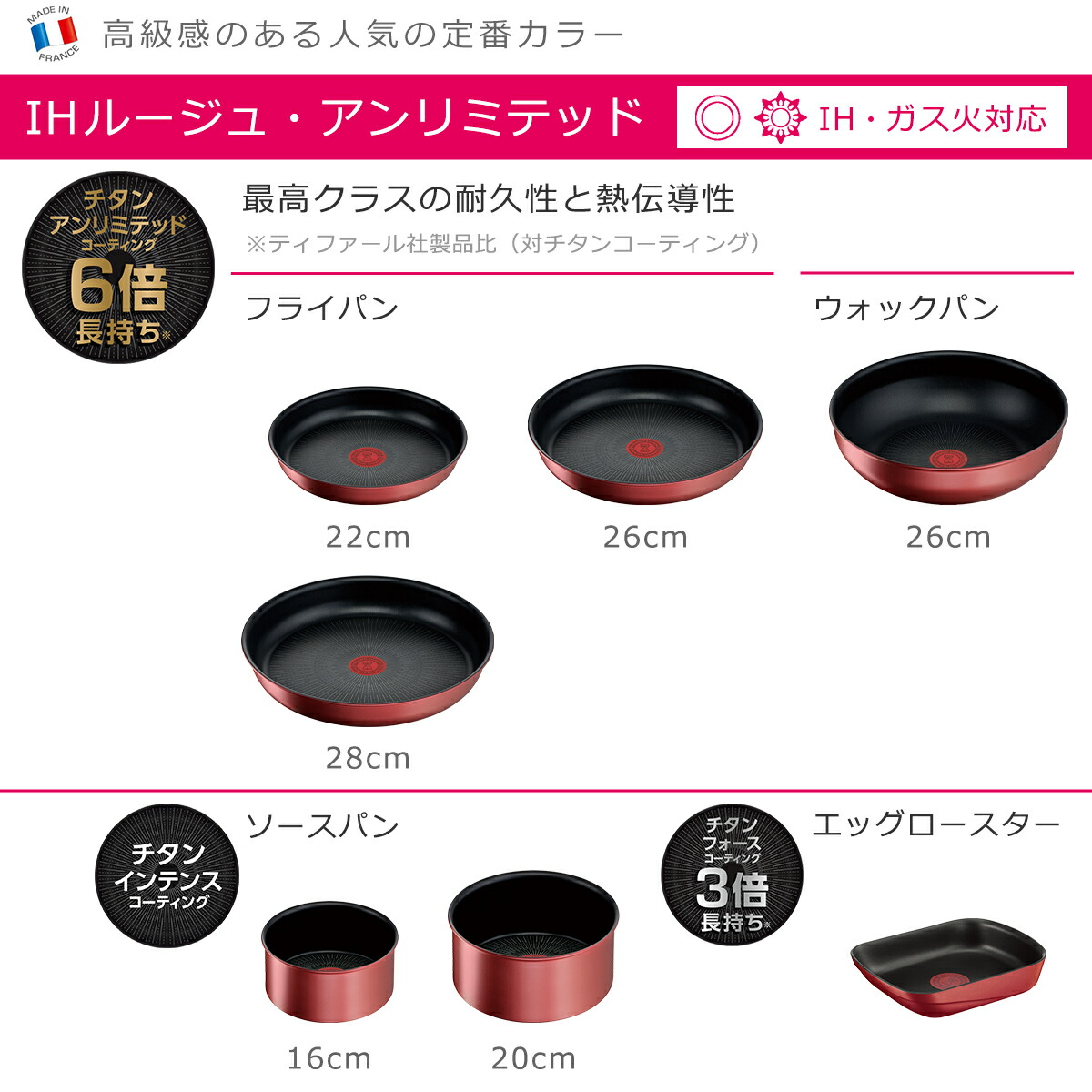 インジニオ・ネオ ティファール フライパン セット6 IHルージュ