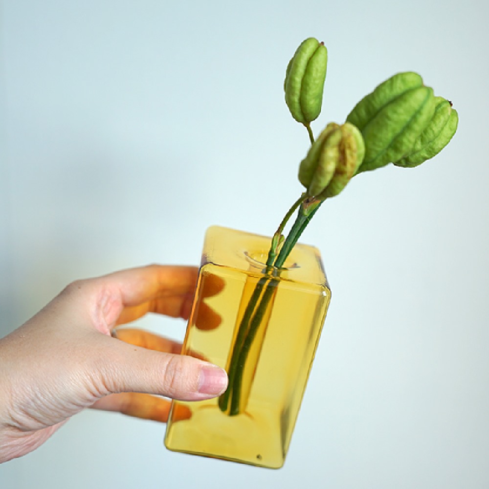 ガラス 花瓶 クリア フラワーベース アンバー グリーン グレー