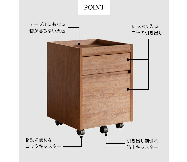 収納 デスク下 ワゴン デスクワゴン キャスター付き サイドテーブル
