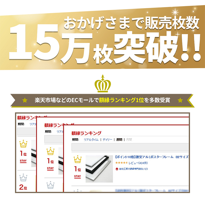 アルミポスターフレーム A2（594×420mm） 前面UVカットPET板仕様 ※弊社