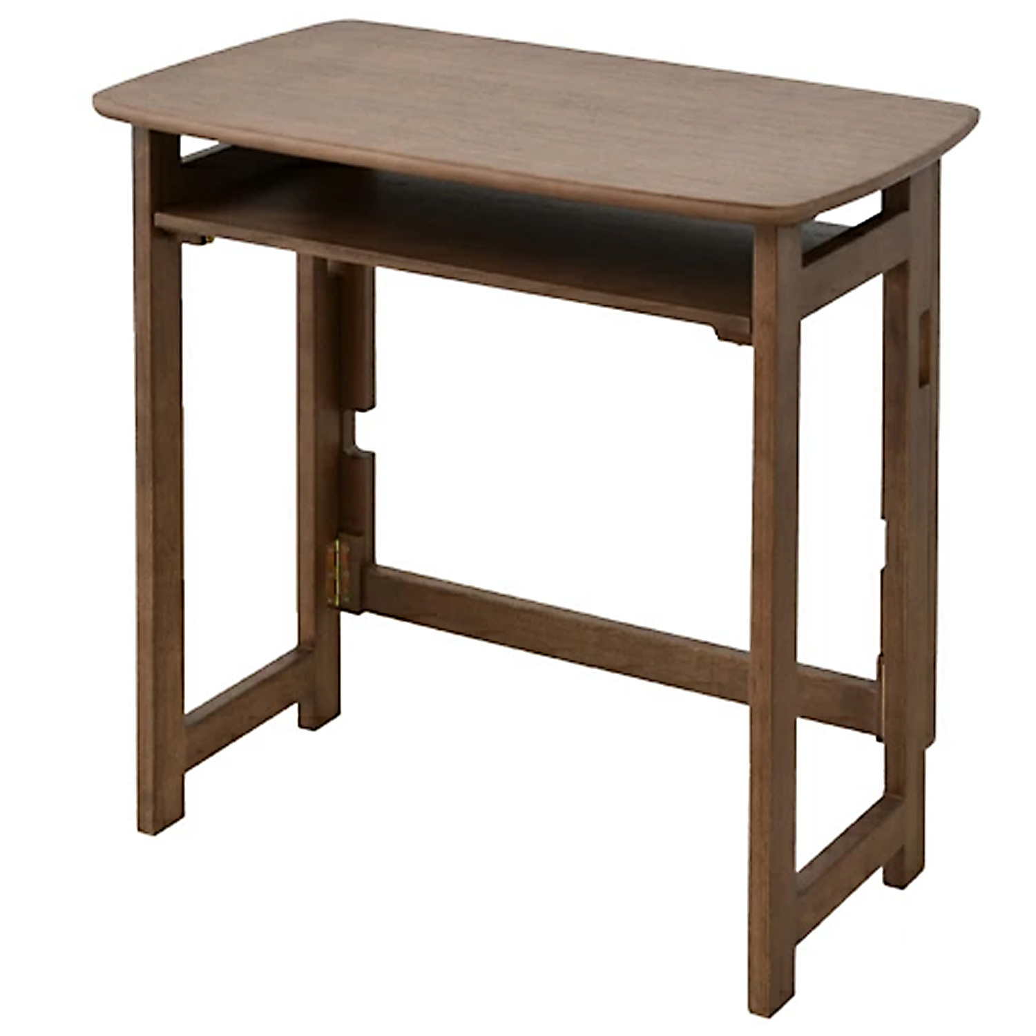 山善（YAMAZEN） 折りたたみテーブル 天然木 棚付き 完成品 幅70 奥行