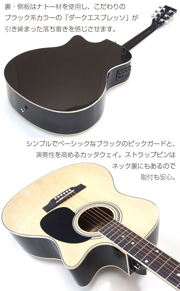 エレアコ アコギ 初心者 入門 18点セット Antique Noel ANO-1CE