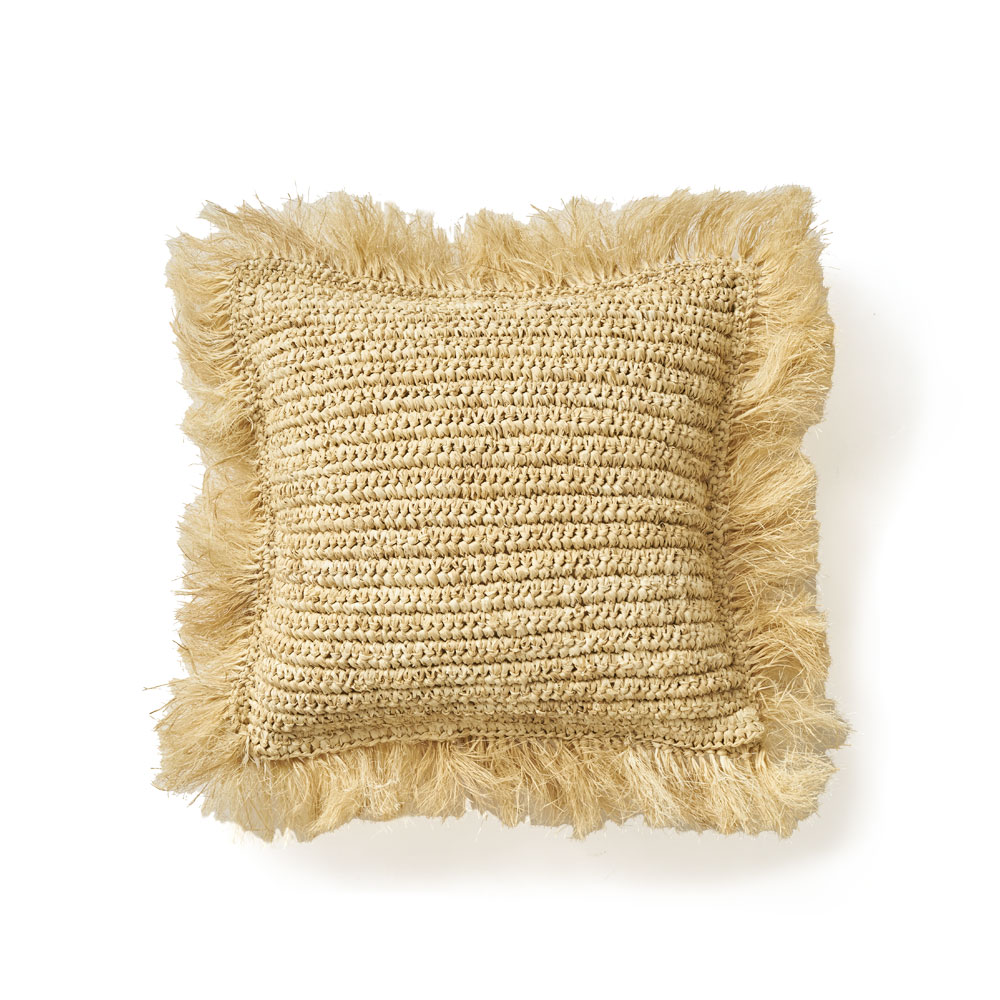 クッションカバー 40×40 正方形 天然素材 ヤシ ラフィア フリンジ