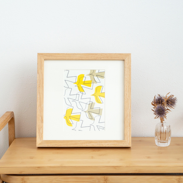 2/25はポイント10倍／ ポスター フレーム付き 飛び立つ鳥 22.5×22.5cm