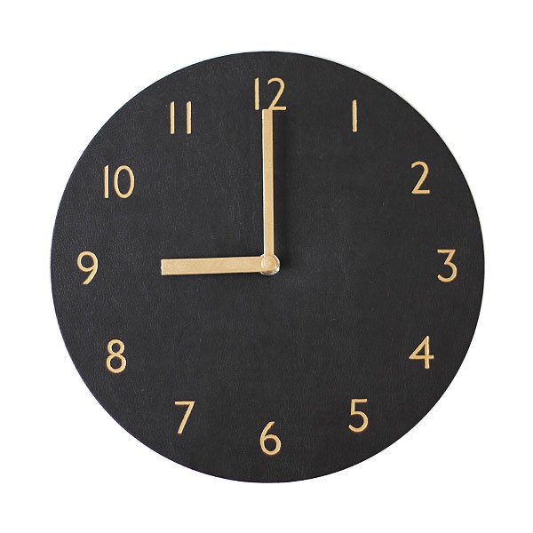 サンドウィッチ レトロレザークロック（フェイクレザー 革 軽量 掛時計