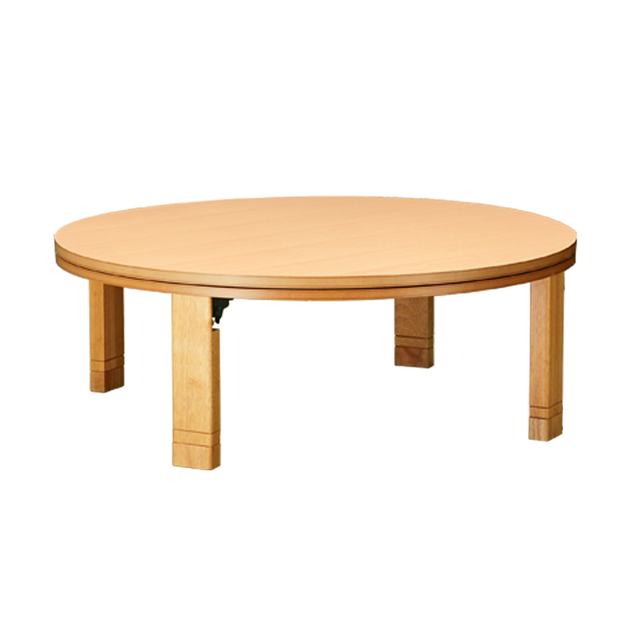 こたつテーブル 円形 フラットヒーター 高さ4段階調節つき天然木丸型