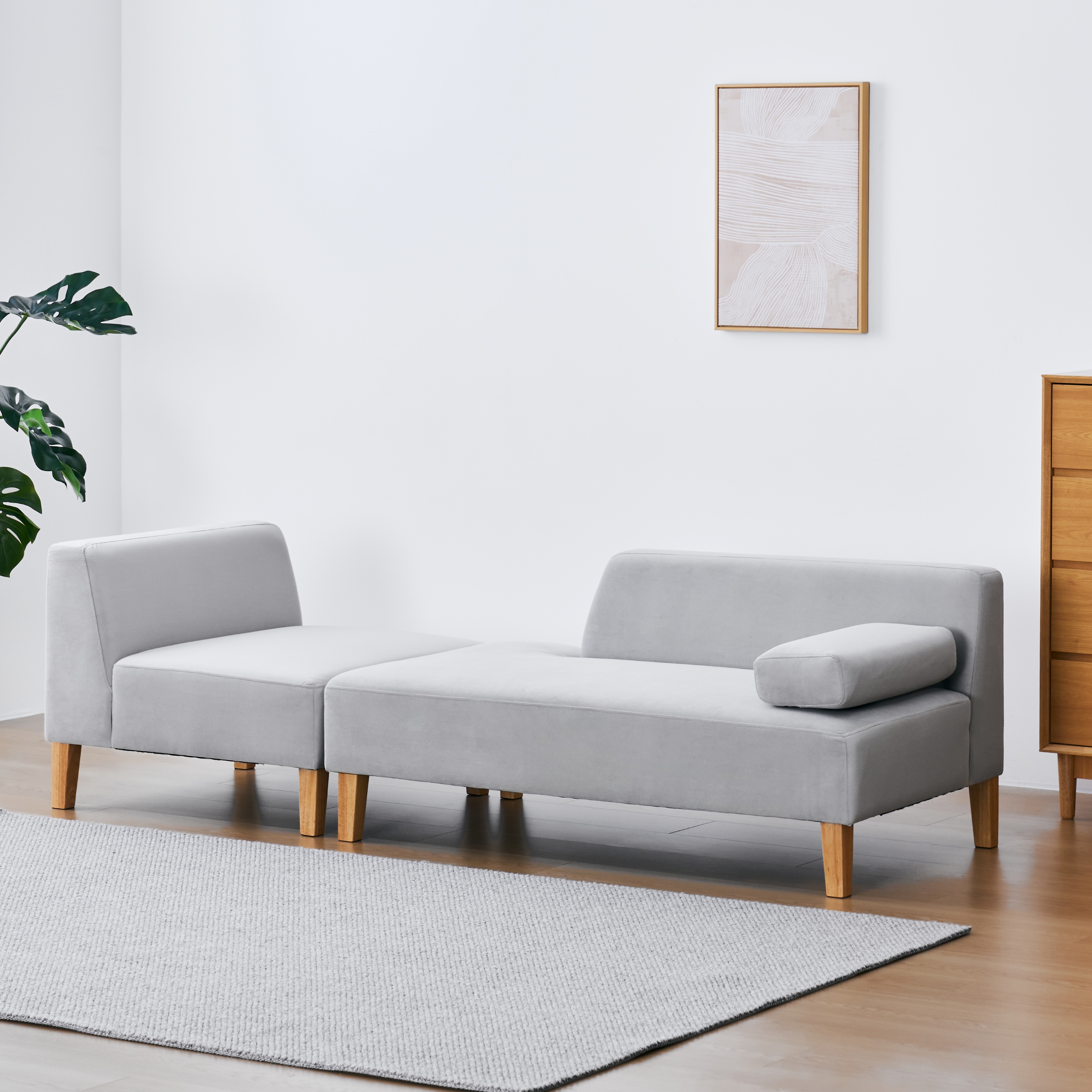 VENTOTA 3人掛けソファ 幅205cm 2種類の脚 木脚 スチール脚 ベロア生地