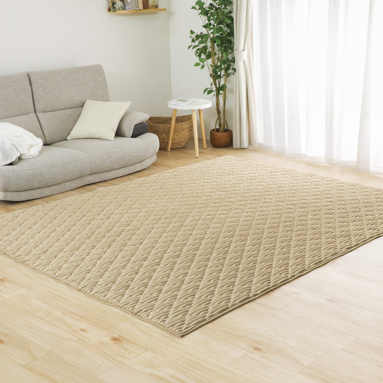 フリーリー フランネルストライプラグ 洗える 140×200 滑り止め