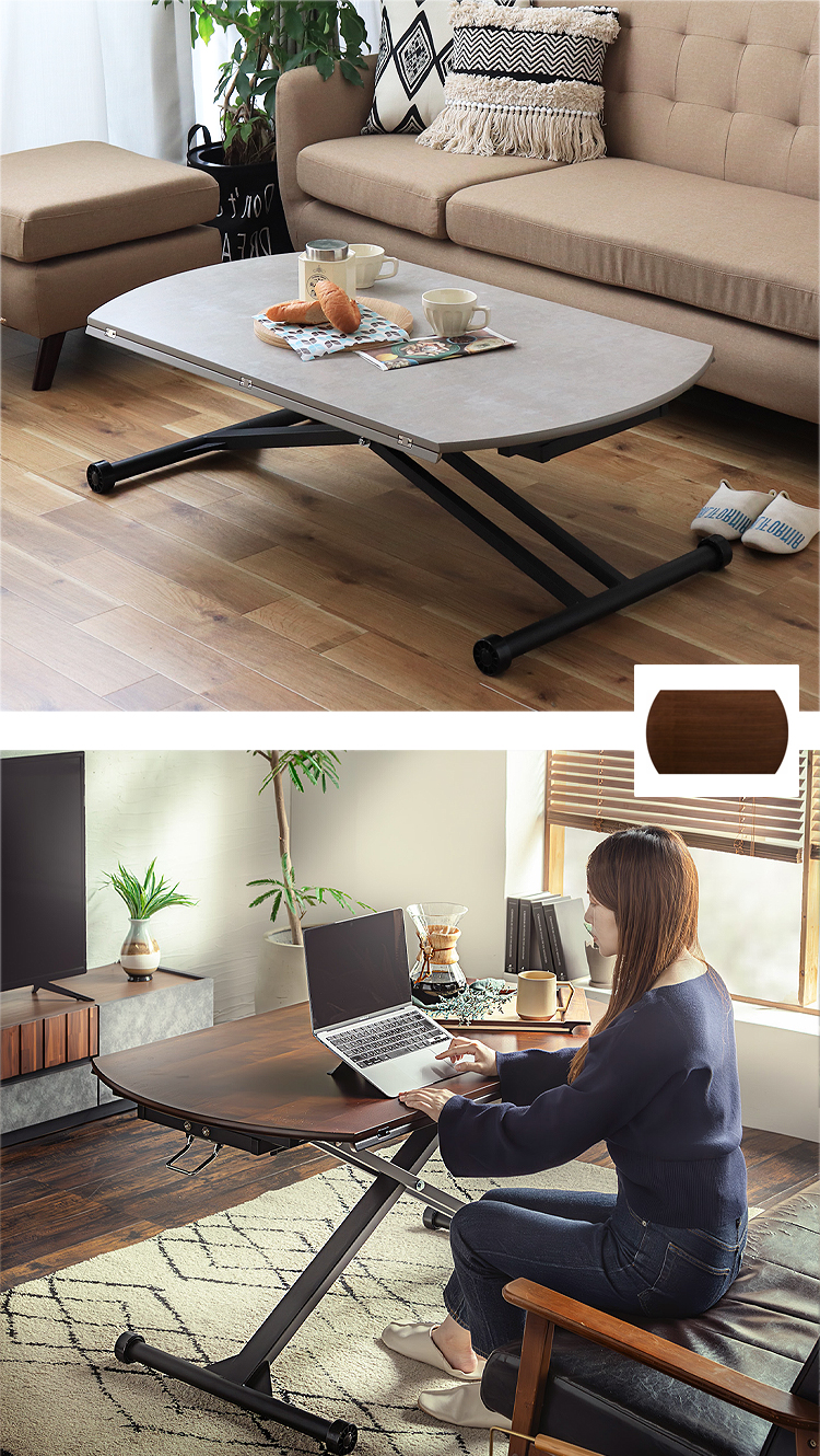 昇降式テーブル ガス圧 無段階昇降 折りたたみ 丸テーブル 円形 幅