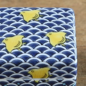 九谷焼色絵陶箱 ～彩～ 青海波千鳥