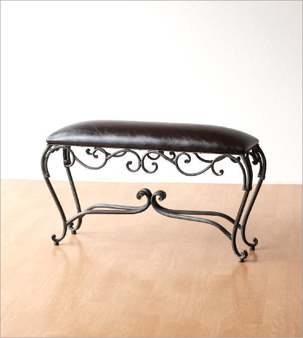 ベンチ 玄関 スツール 椅子 スリム コンパクト おしゃれ アイアン 合皮
