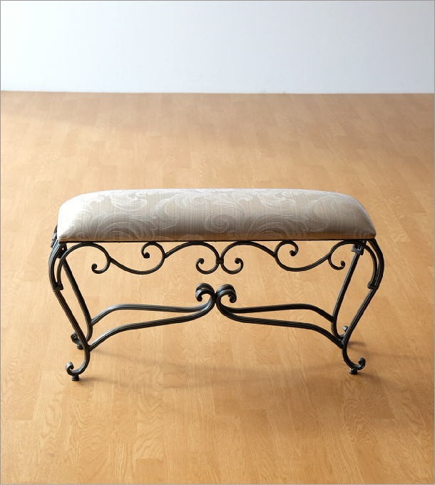 ベンチ 玄関 スツール 椅子 スリム コンパクト おしゃれ アイアン 布