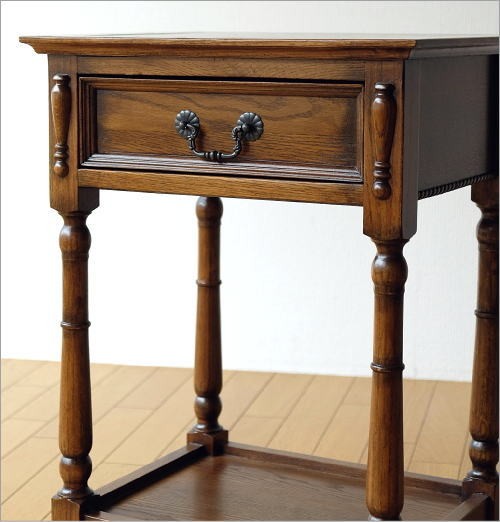 電話台 ファックス台 アンティーク おしゃれ スリム 木製 引き出し