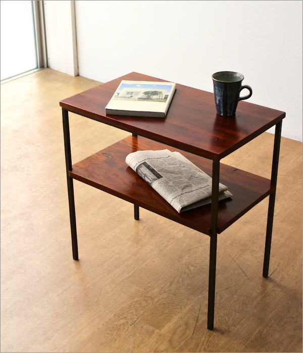 サイドテーブル 木製 アイアン おしゃれ ソファ ベッド 収納 棚付き