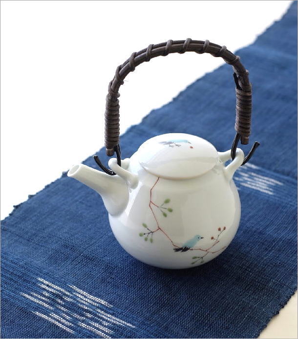 3F 土瓶 急須 持ち手付き 陶器 焼き物 和食器 葡萄柄 素焼き風 レトロ