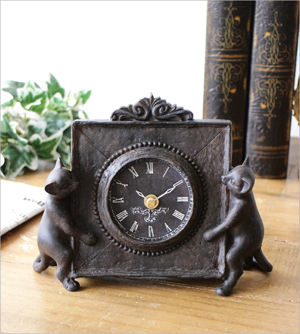 置き時計 置時計 おしゃれ かわいい レトロ 猫 ねこ 雑貨 アンティーク
