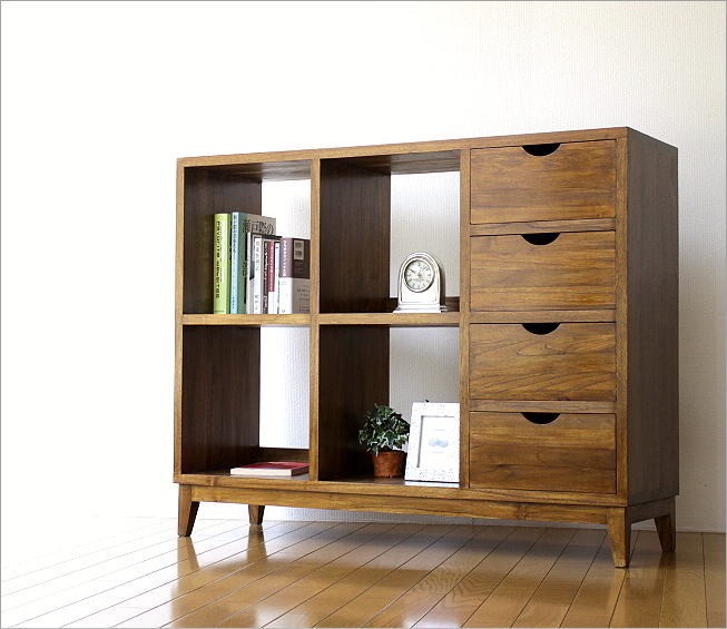 本棚 オープンシェルフ サイドボード リビングボード 飾り棚 引き出し