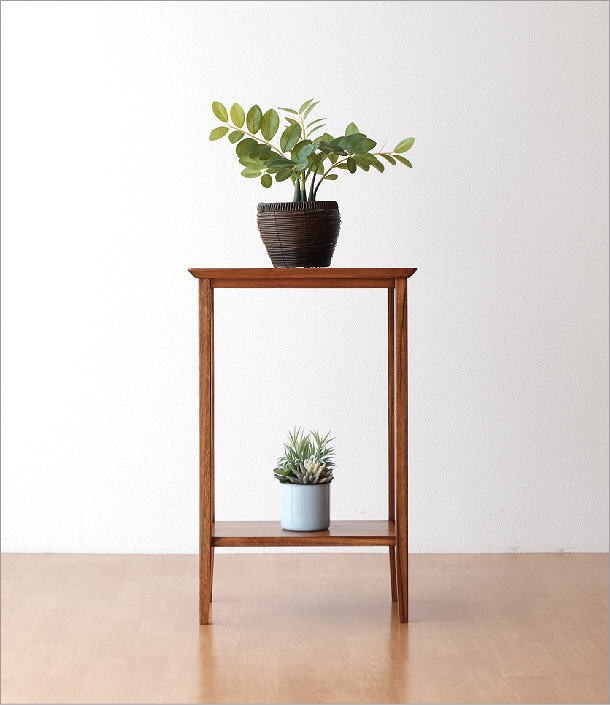 花台 木製 チーク無垢材 フラワースタンド 玄関 リビング コンパクト