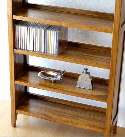 CDラック おしゃれ 木製 文庫本 本棚 薄型 スリム オープンシェルフ