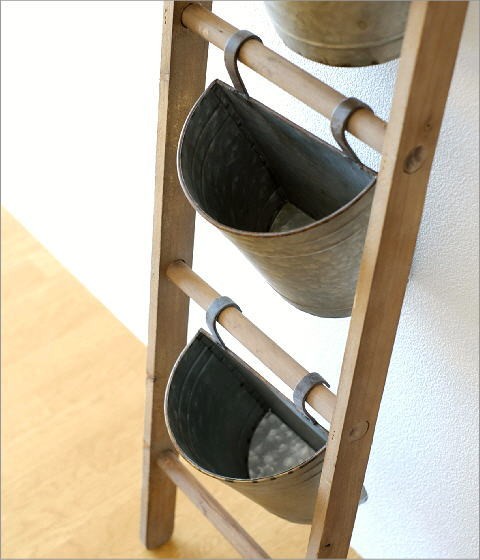 ラダーラック フラワーラック 木製 レトロ シャビー アンティーク風