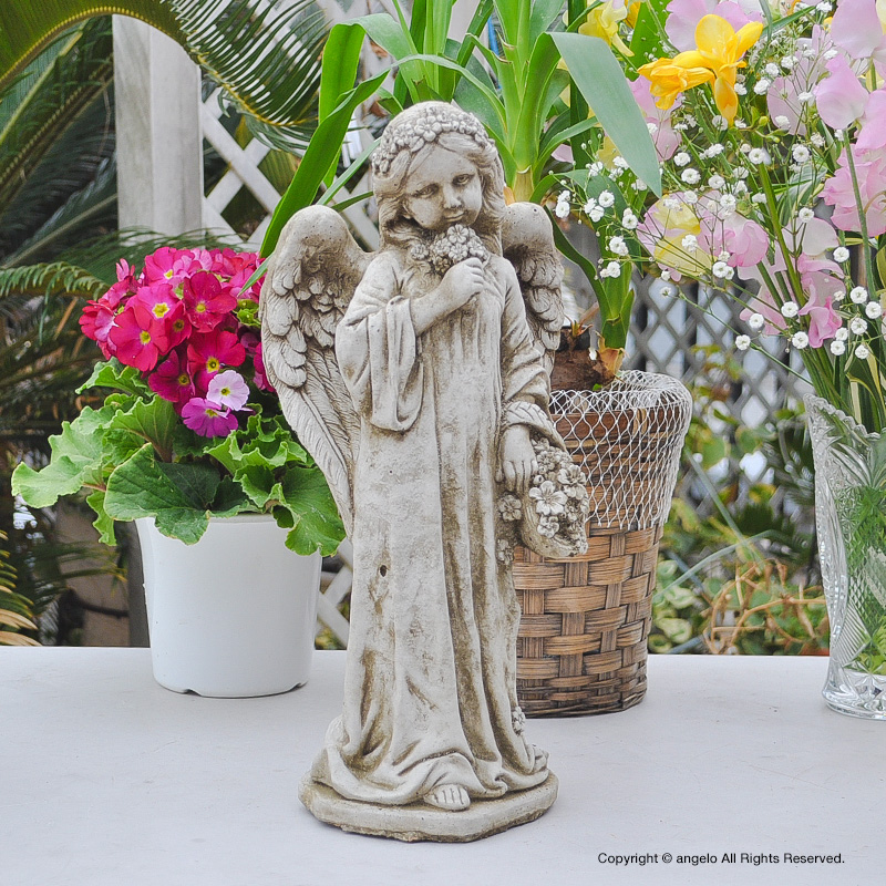 英国製 ストーン置物 【天使 祈りA】女神像 エンジェル ガーデニング