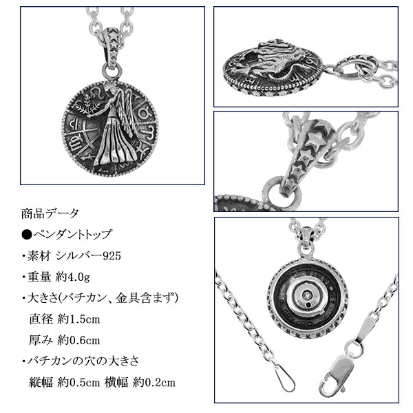 星座 ペンダントトップ メンズ ブランド 12星座 円盤 ペンダント