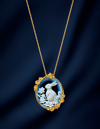 しあわせの白うさぎ 宝飾カメオペンダント＆ブローチ インペリアル