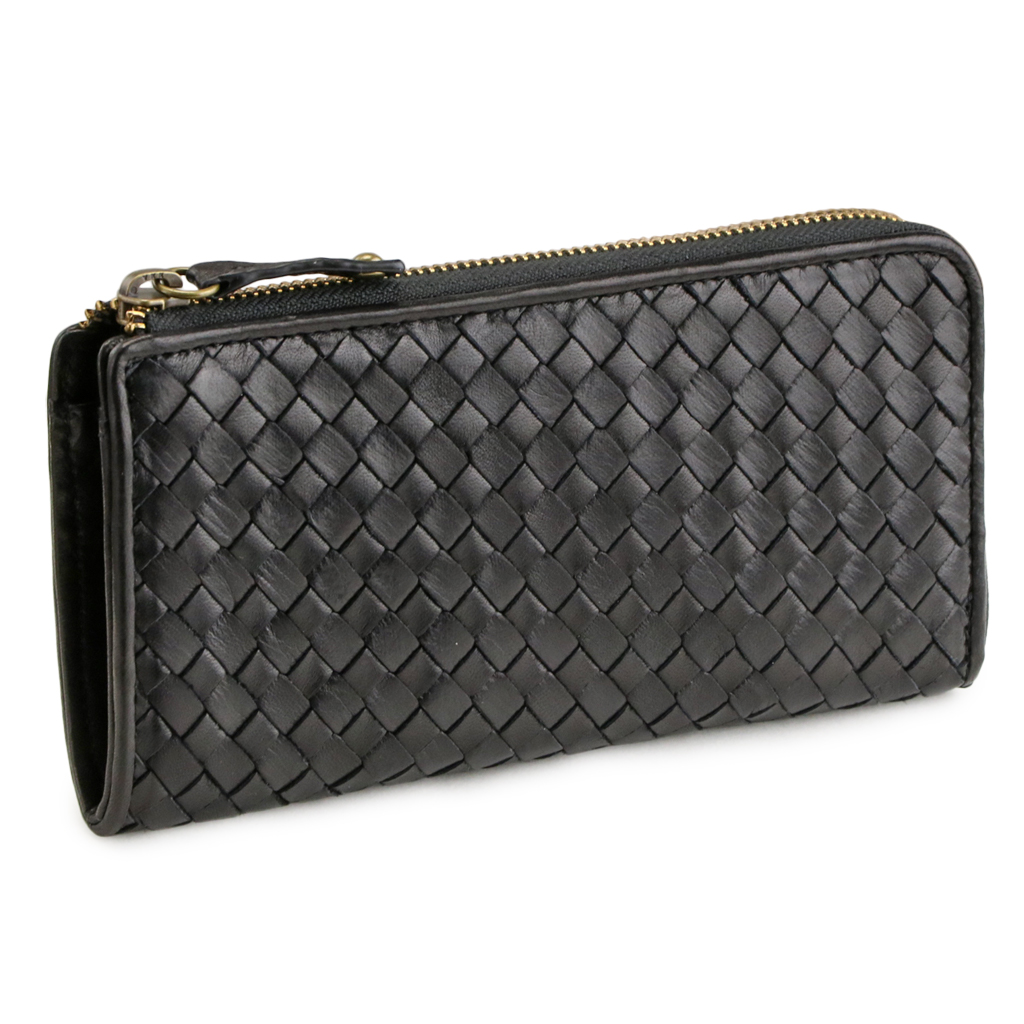 財布 長財布 メンズ レディース ポニーレザー 本革 メッシュ 編み込み