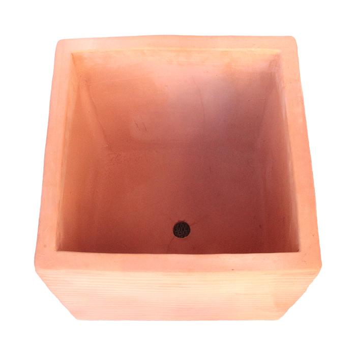 横縞 キューブ型 素焼き鉢 テラコッタ 鉢 特大 43cm〔対角線の長さ60cm