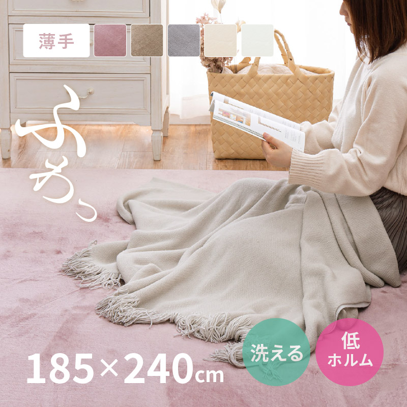 HAGiHARA（萩原） ラグ カーペット 洗える 3畳 185×240cm 薄手 洗える